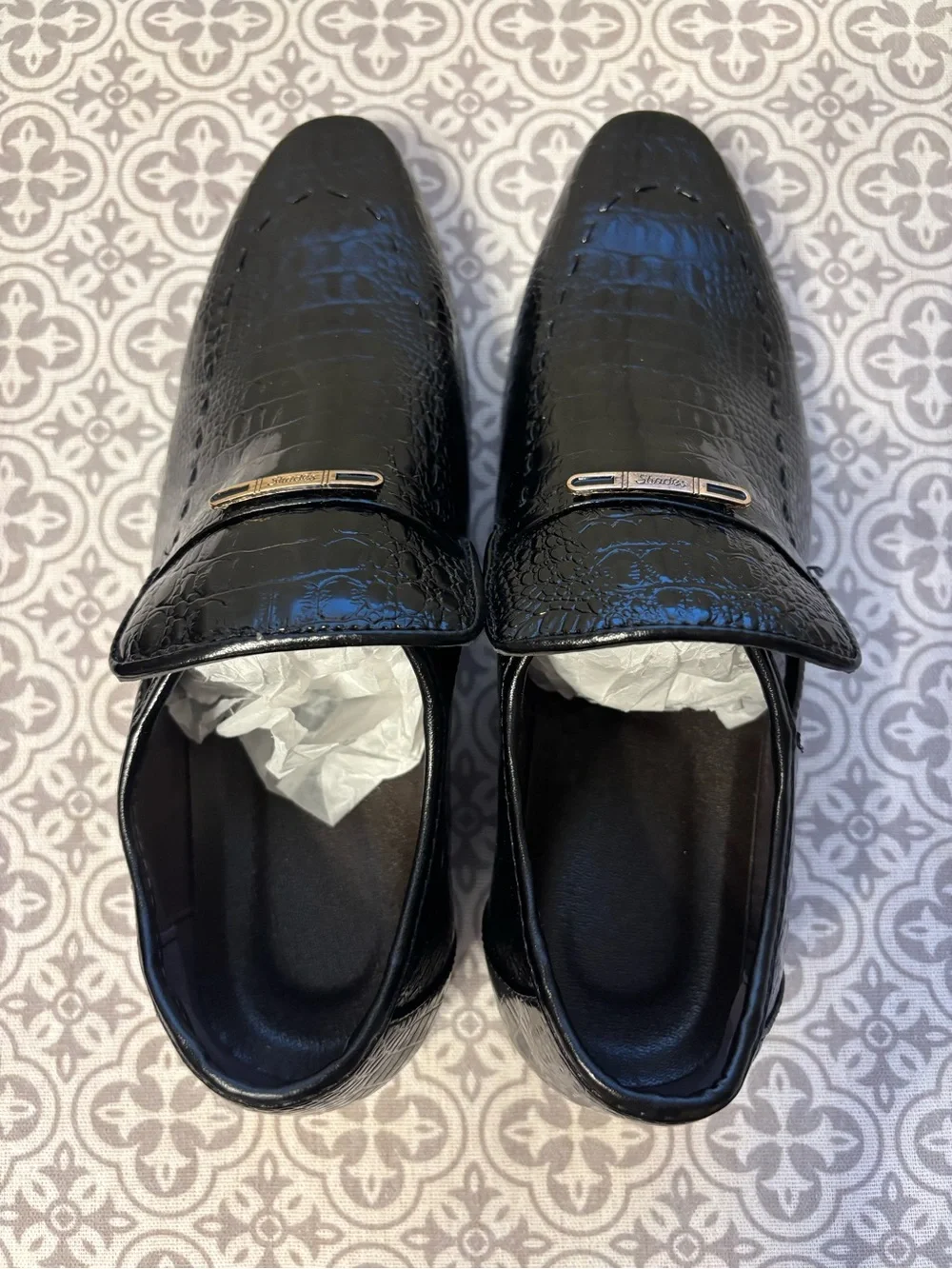 Shades Mens Crocodile Embossed Bit Loafers Black Dress Shoes Slip On Size 39
